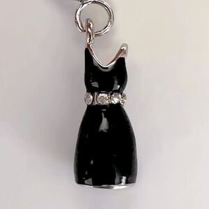 Silver Little Black Dress Rhinestone Charm